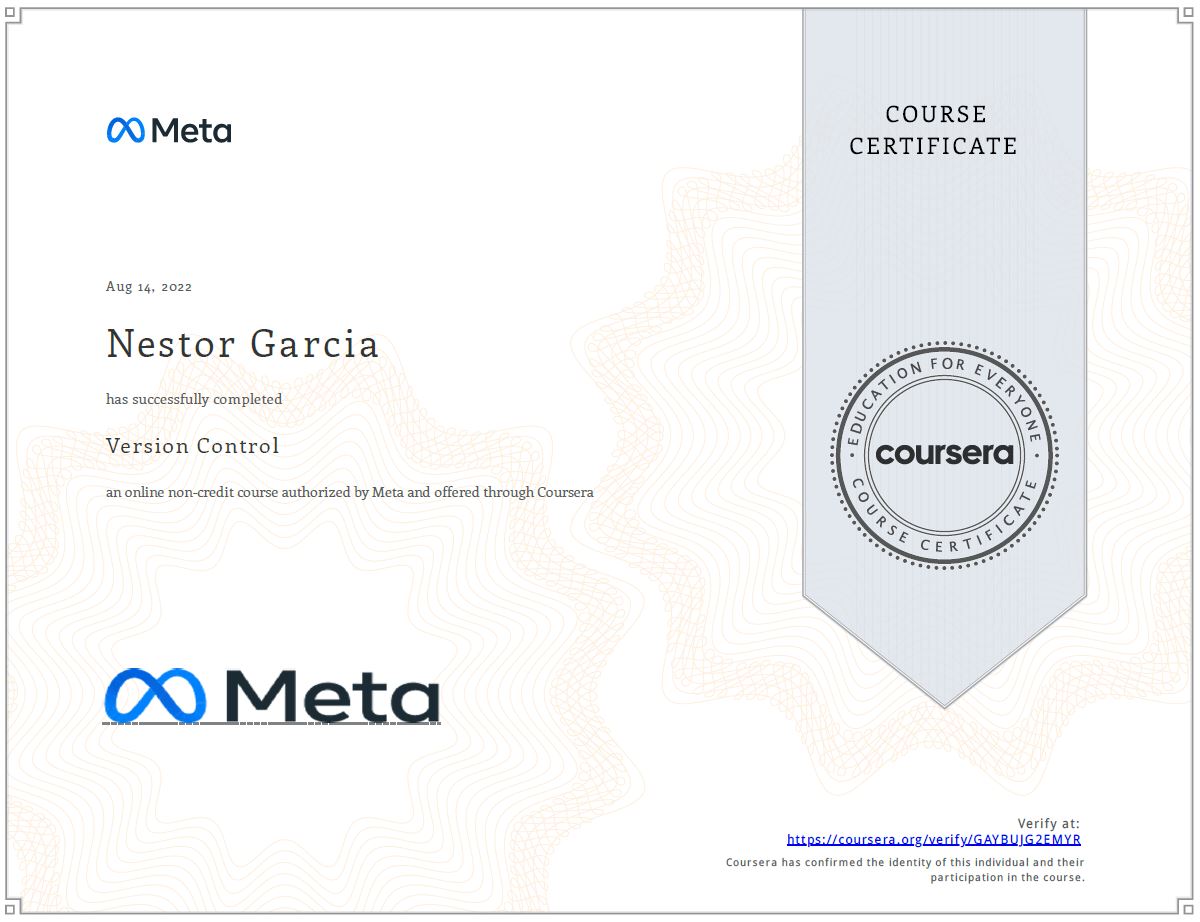Version Control — Meta / Coursera, Aug 2022