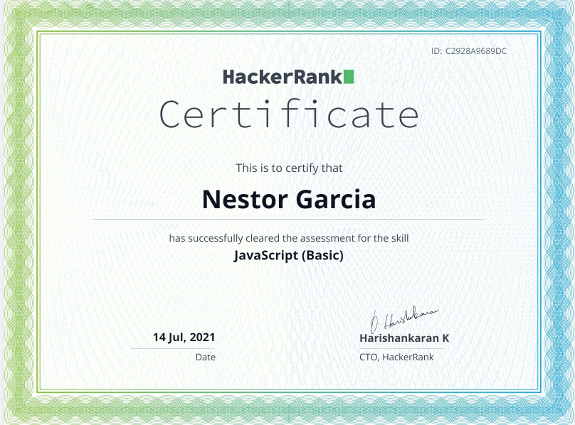 JavaScript (Basic) — HackerRank, Jul 2021