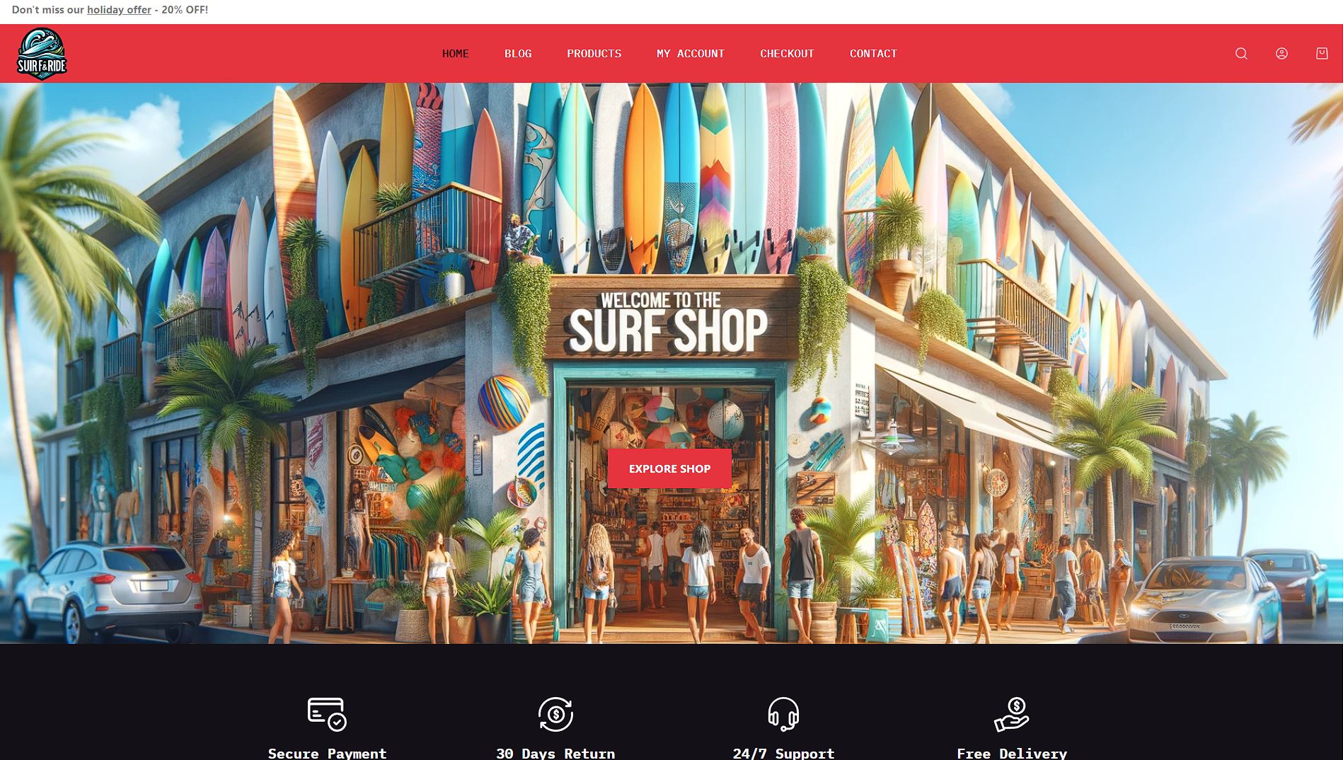 Surf & Ride landing page